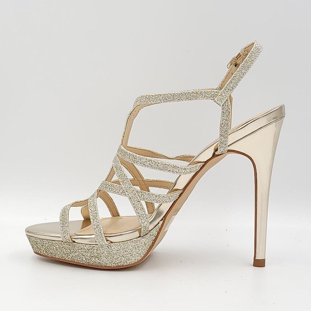Marc Fisher Women Strappy Slingback Sandals Jaslyn Size US 8M Gold Glitter - Picture 5 of 6